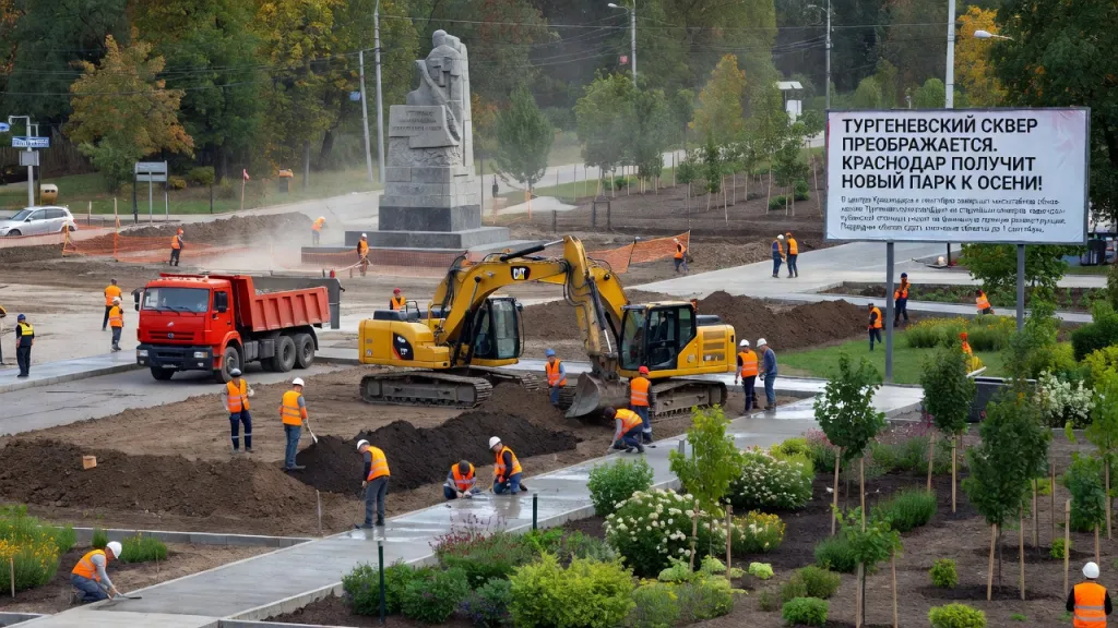 Тургеневский сквер преображается. Краснодар получит новый парк к осени!
