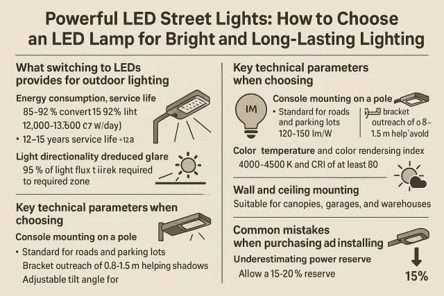 Мощные светодиодные уличные светильники: как выбрать LED-фонарь для яркого и долговечного освещения территории